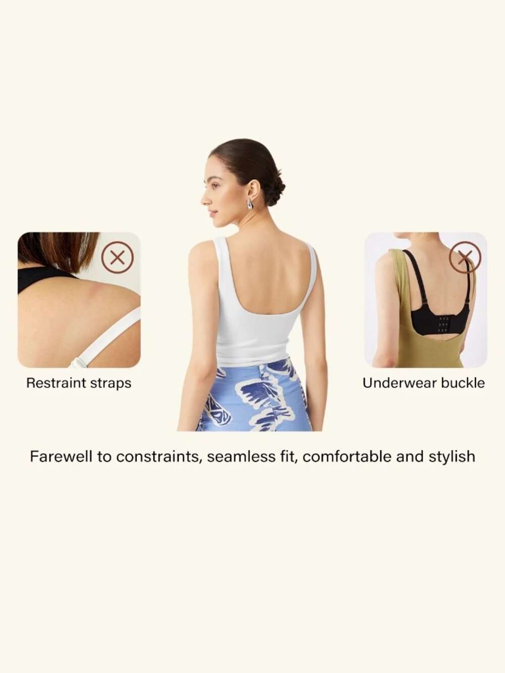 OGL Plantive® Elastic Open Back Bra Tank Dusk Blue Small #A6010 - Picture 6 of 14